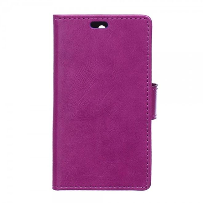 Wiko Selfy 4G Schickes Crazy Horse Leder Case Hülle mit Standfunktion - purpur
