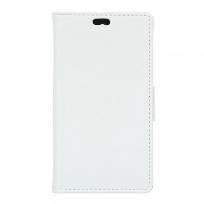 Wiko Selfy 4G Schickes Crazy Horse Leder Case Hülle mit Standfunktion - weiss