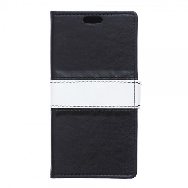 Wiko Selfy 4G Zweifarbige Crazy Horse Leder Case Hülle mit Standfunktion - schwarz
