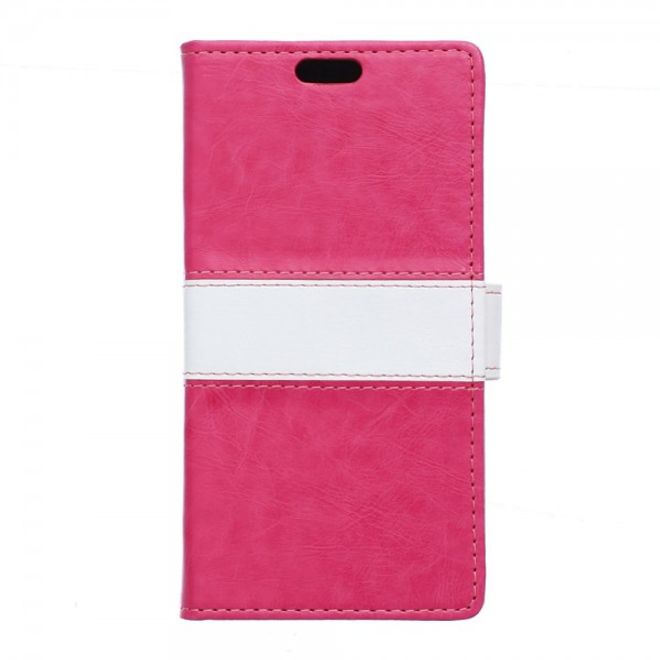 Wiko Selfy 4G Zweifarbige Crazy Horse Leder Case Hülle mit Standfunktion - rosa