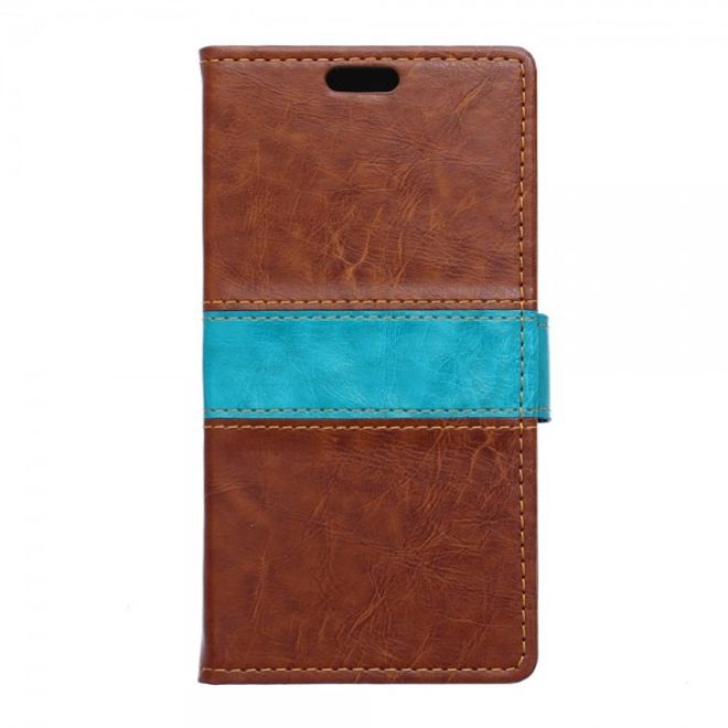 Wiko Selfy 4G Zweifarbige Crazy Horse Leder Case Hülle mit Standfunktion - braun