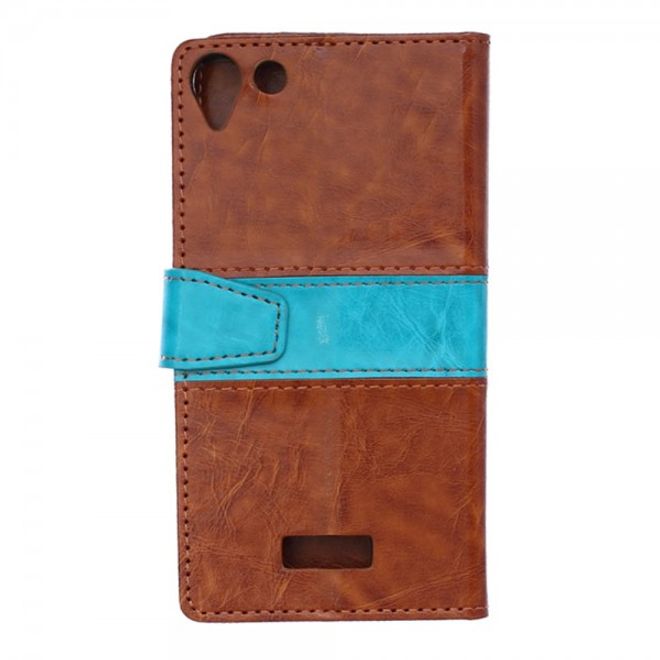 Wiko Selfy 4G Zweifarbige Crazy Horse Leder Case Hülle mit Standfunktion - braun
