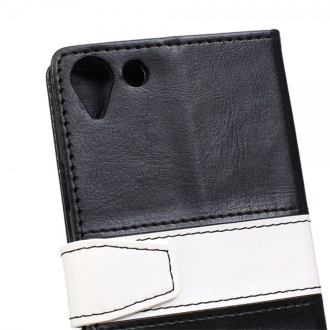 Wiko Selfy 4G Zweifarbige Crazy Horse Leder Case Hülle mit Standfunktion - schwarz
