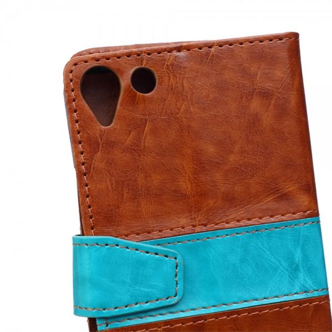 Wiko Selfy 4G Zweifarbige Crazy Horse Leder Case Hülle mit Standfunktion - braun