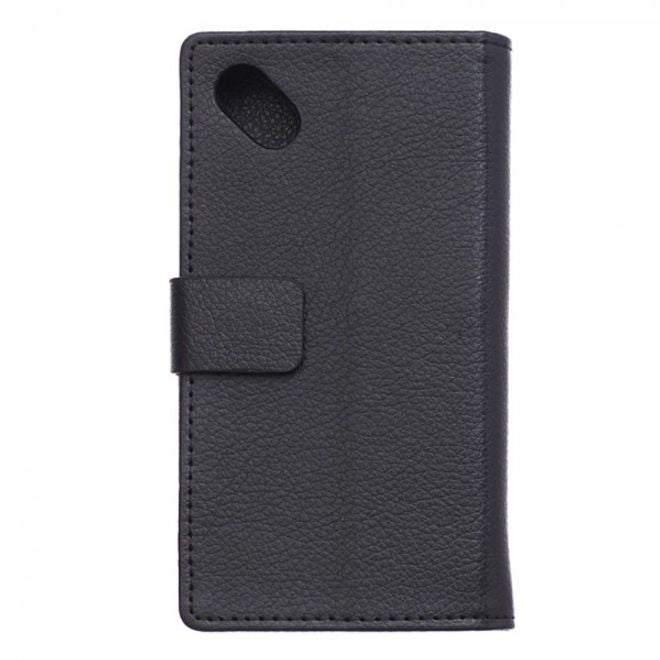 Wiko Sunset2 Leder Cover Case mit Litchitextur und Standfunktion - schwarz