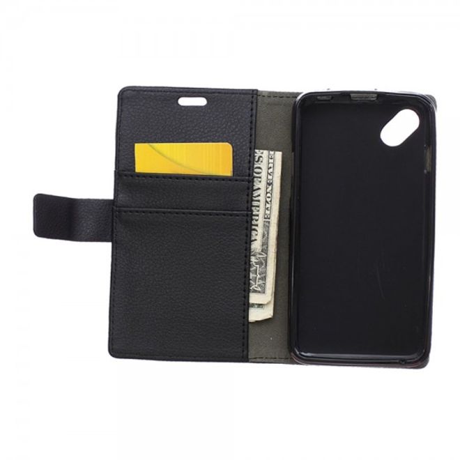 Wiko Sunset2 Leder Cover Case mit Litchitextur und Standfunktion - schwarz