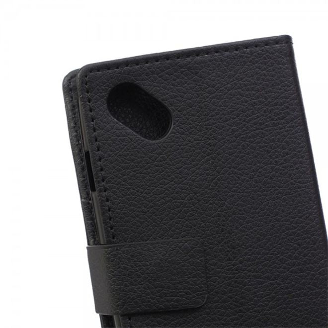 Wiko Sunset2 Leder Cover Case mit Litchitextur und Standfunktion - schwarz