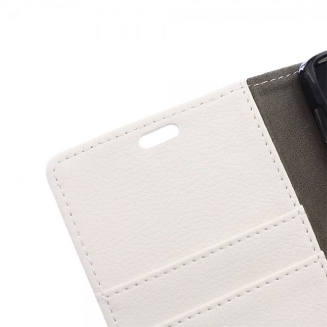 Wiko Sunset2 Leder Cover Case mit Litchitextur und Standfunktion - weiss