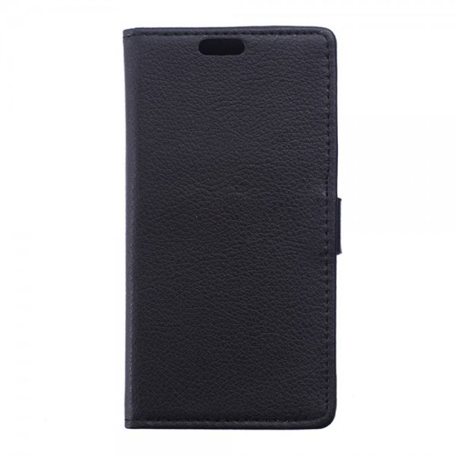 Wiko Sunset2 Leder Cover Case mit Litchitextur und Standfunktion - schwarz
