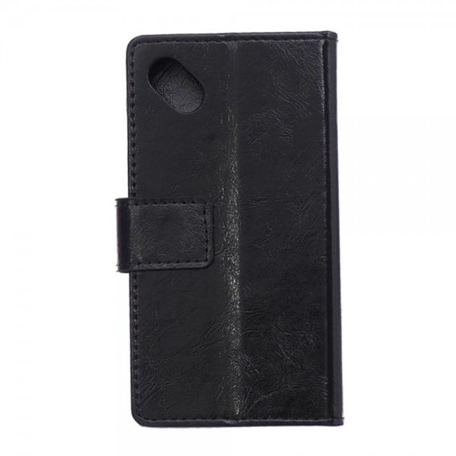 Wiko Sunset2 Schicke Crazy Horse Leder Case Hülle mit Standfunktion - schwarz