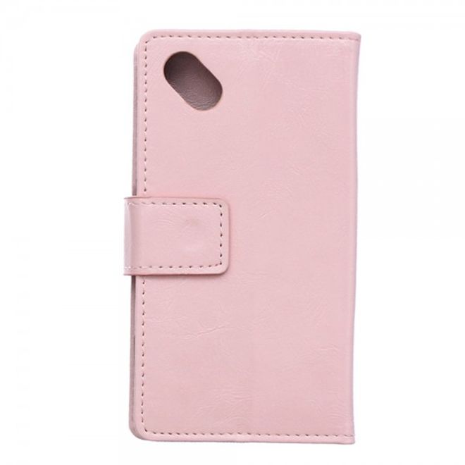 Wiko Sunset2 Schicke Crazy Horse Leder Case Hülle mit Standfunktion - pink