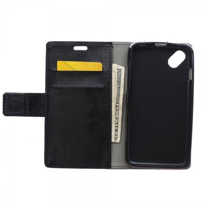 Wiko Sunset2 Schicke Crazy Horse Leder Case Hülle mit Standfunktion - schwarz