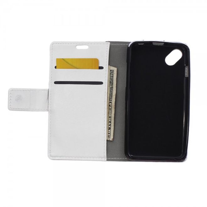 Wiko Sunset2 Schicke Crazy Horse Leder Case Hülle mit Standfunktion - weiss