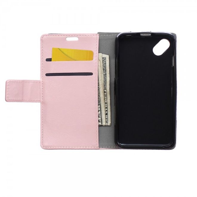 Wiko Sunset2 Schicke Crazy Horse Leder Case Hülle mit Standfunktion - pink