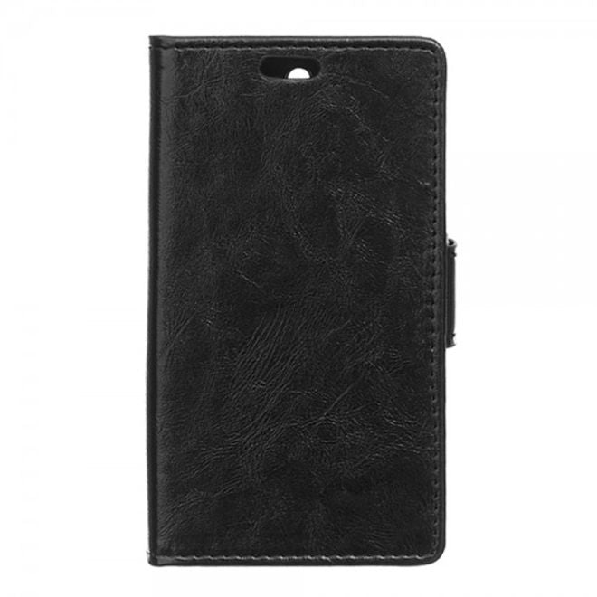 Wiko Sunset2 Schicke Crazy Horse Leder Case Hülle mit Standfunktion - schwarz