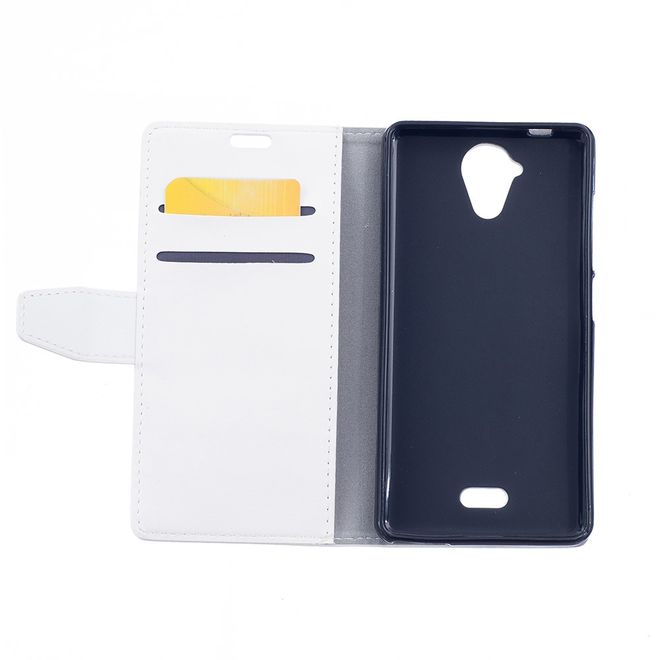 Wiko U Feel Flip Case - Handyhülle aus Leder - mit Crazy Horse Textur und Standfunktion - weiss
