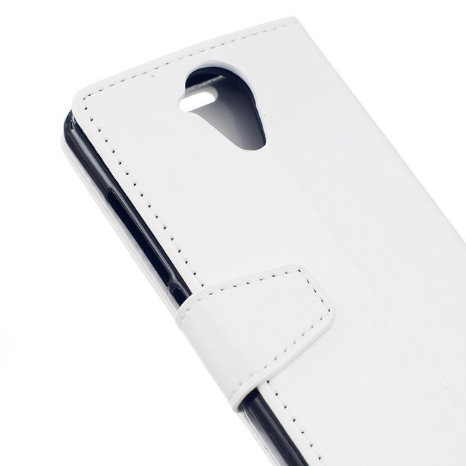 Wiko U Feel Flip Case - Handyhülle aus Leder - mit Crazy Horse Textur und Standfunktion - weiss