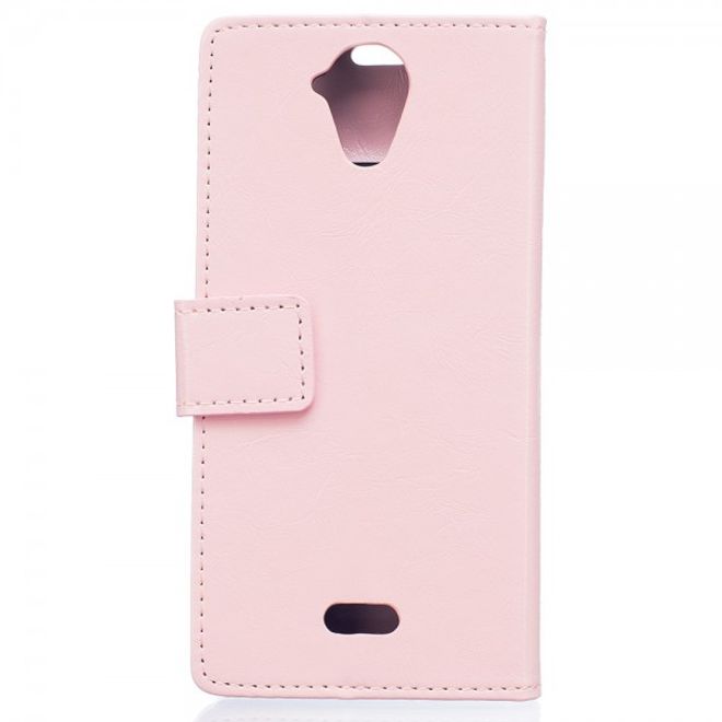 Wiko U Feel Lite Handyhülle - Case aus Leder - mit Crazy Horse Textur und Standfunktion - pink