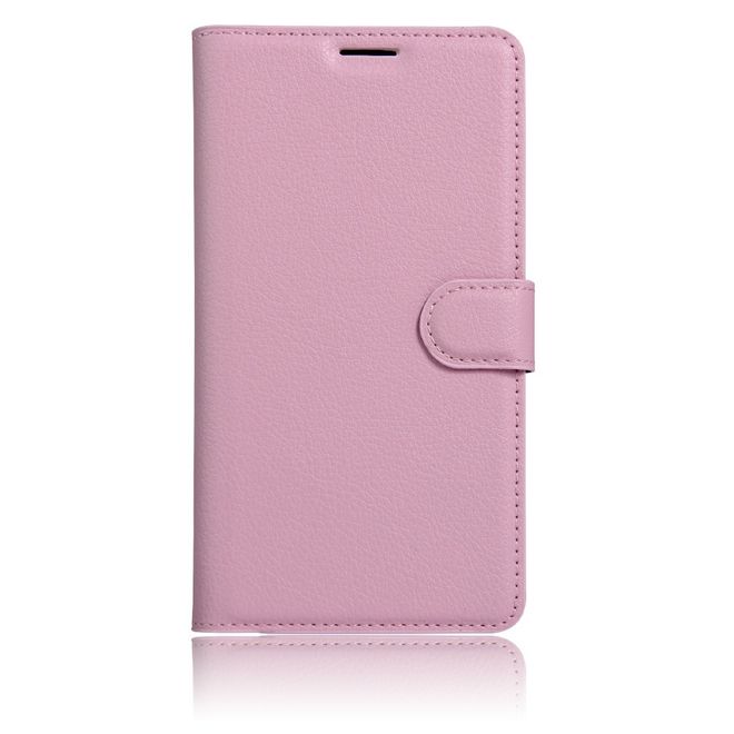 Wiko U Feel Lite Handyhülle - Case aus Leder - mit Litchi Look und Standfunktion - pink
