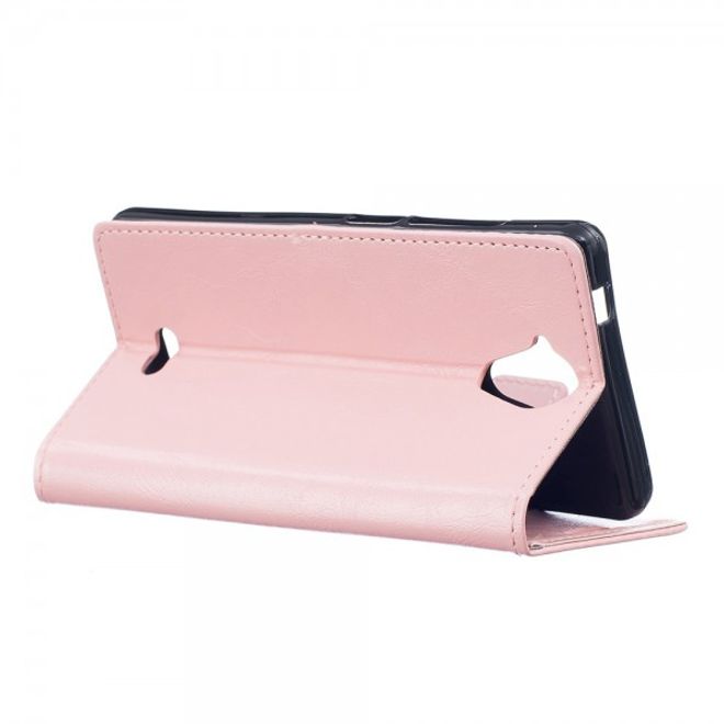Wiko U Feel Lite Handyhülle - Case aus Leder - mit Crazy Horse Textur und Standfunktion - pink
