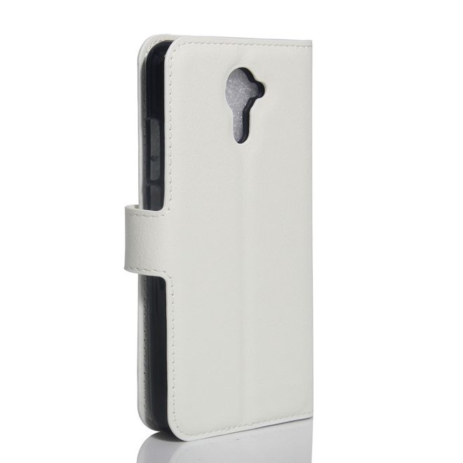 Wiko U Feel Lite Handyhülle - Case aus Leder - mit Litchi Look und Standfunktion - weiss