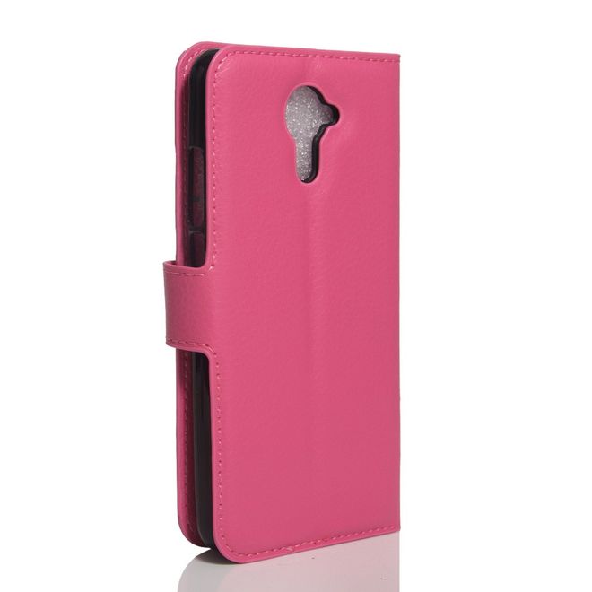 Wiko U Feel Lite Handyhülle - Case aus Leder - mit Litchi Look und Standfunktion - rosa