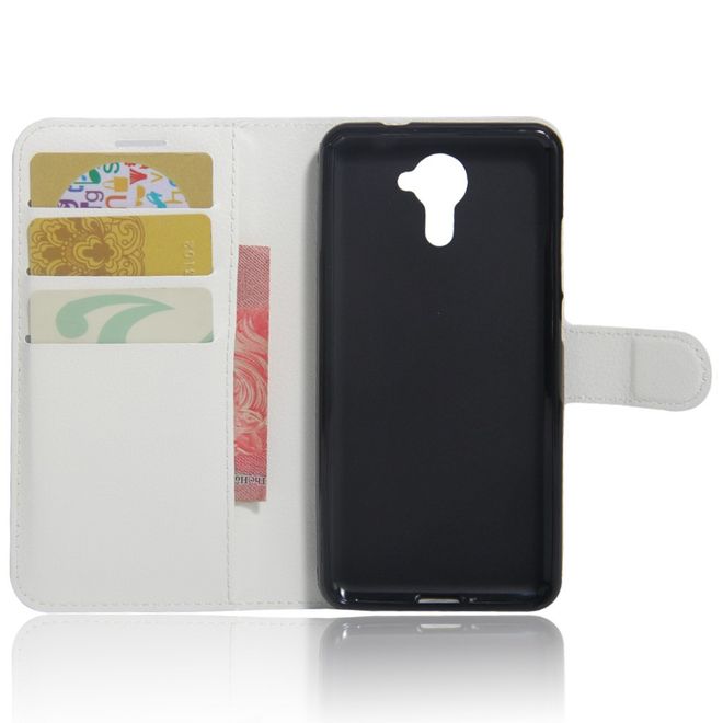 Wiko U Feel Lite Handyhülle - Case aus Leder - mit Litchi Look und Standfunktion - weiss