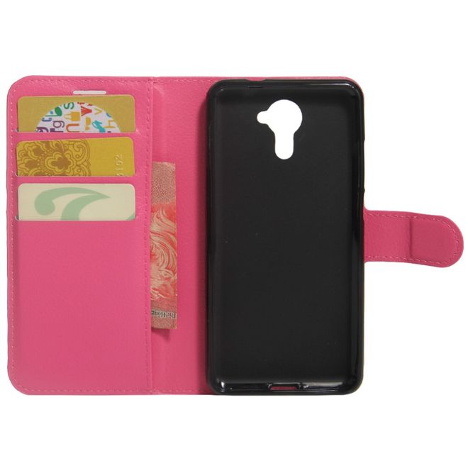 Wiko U Feel Lite Handyhülle - Case aus Leder - mit Litchi Look und Standfunktion - rosa