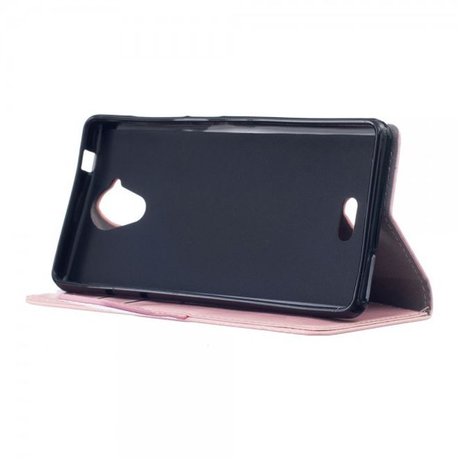 Wiko U Feel Lite Handyhülle - Case aus Leder - mit Crazy Horse Textur und Standfunktion - pink