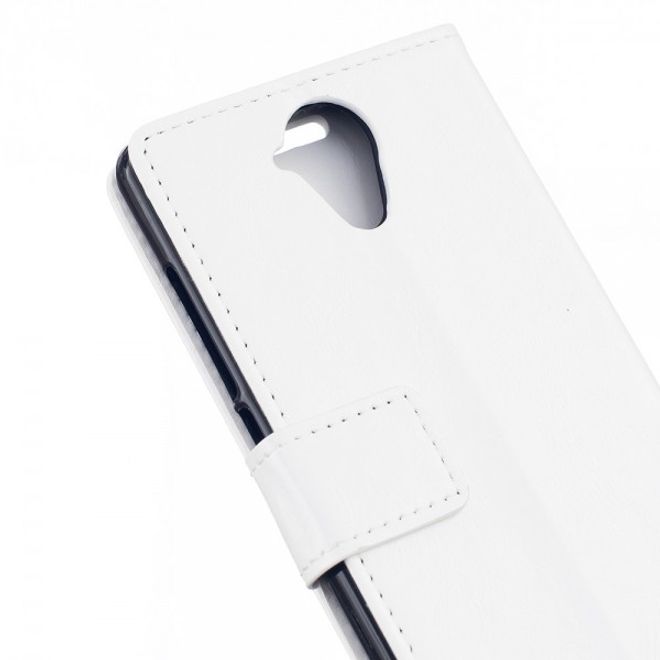Wiko U Feel Lite Handyhülle - Case aus Leder - mit Crazy Horse Textur und Standfunktion - weiss