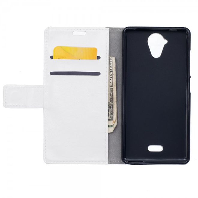 Wiko U Feel Lite Handyhülle - Case aus Leder - mit Crazy Horse Textur und Standfunktion - weiss
