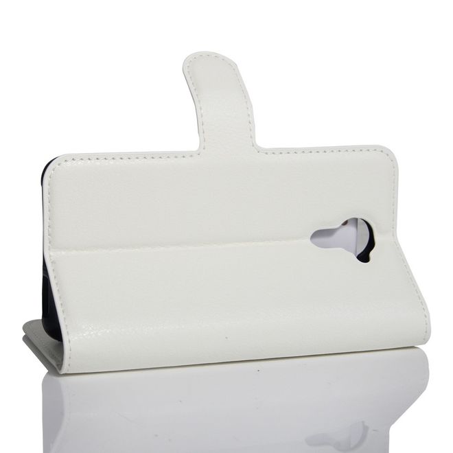 Wiko U Feel Lite Handyhülle - Case aus Leder - mit Litchi Look und Standfunktion - weiss