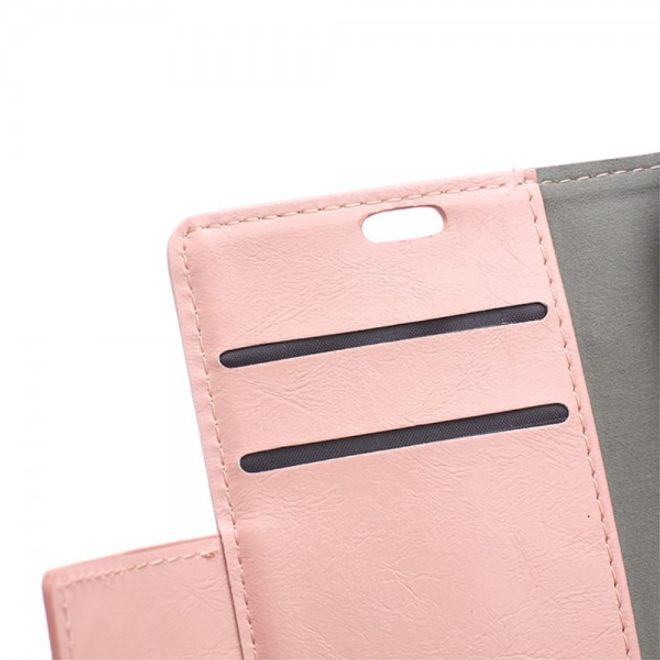 Wiko U Feel Lite Handyhülle - Case aus Leder - mit Crazy Horse Textur und Standfunktion - pink