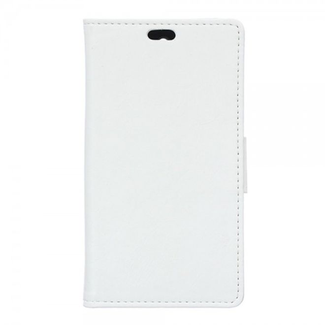 Wiko U Feel Lite Handyhülle - Case aus Leder - mit Crazy Horse Textur und Standfunktion - weiss