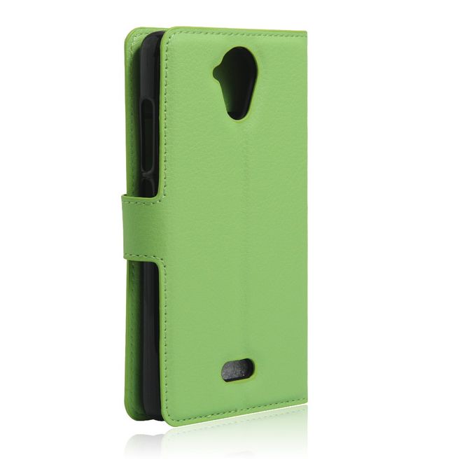 Wiko U Feel Lite Handyhülle - Leder Case - mit Litchitextur und Standfunktion - grün