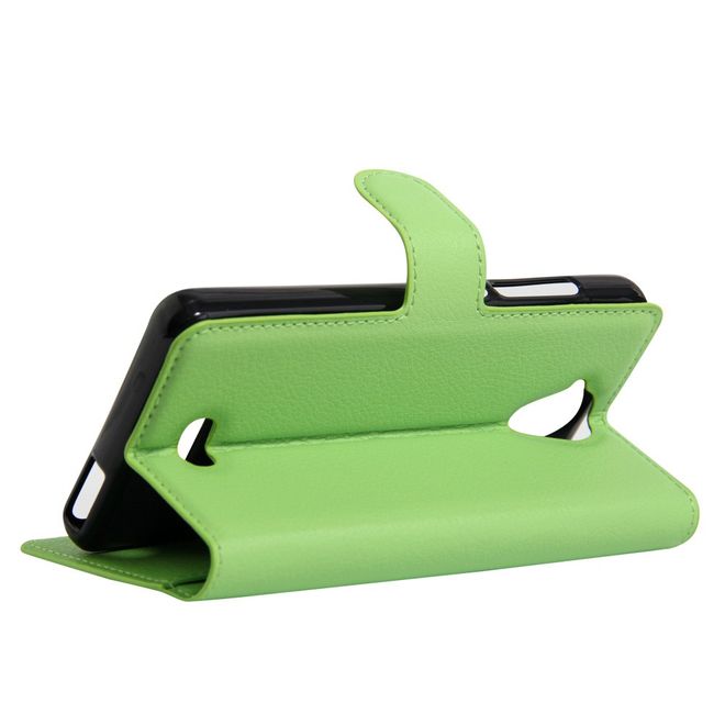 Wiko U Feel Lite Handyhülle - Leder Case - mit Litchitextur und Standfunktion - grün