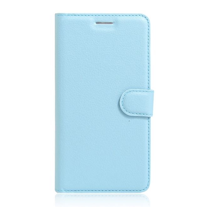 Wiko U Feel Lite Handyhülle - Leder Case - mit Litchitextur und Standfunktion - hellblau
