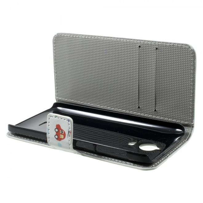 Wiko Wax Leder Case Hülle mit Eiffelturm und kleinen Sujets