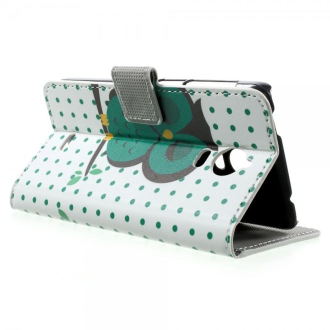 Wiko Wax Leder Case Hülle mit schlafender Eule
