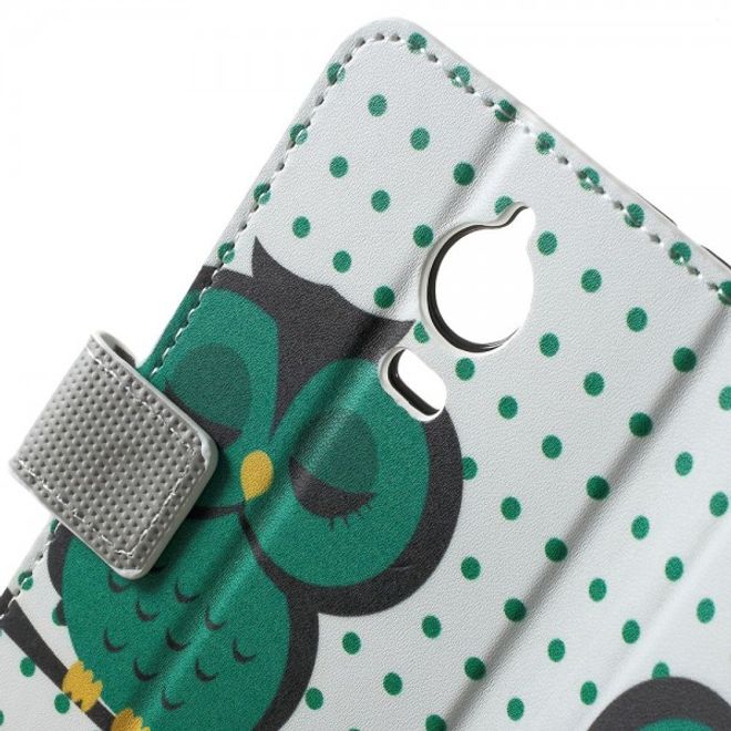 Wiko Wax Leder Case Hülle mit schlafender Eule