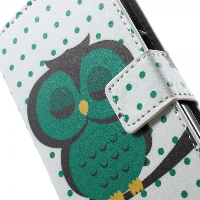 Wiko Wax Leder Case Hülle mit schlafender Eule