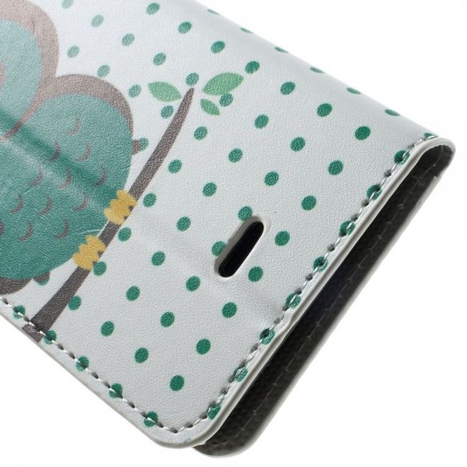 Wiko Wax Leder Case Hülle mit schlafender Eule