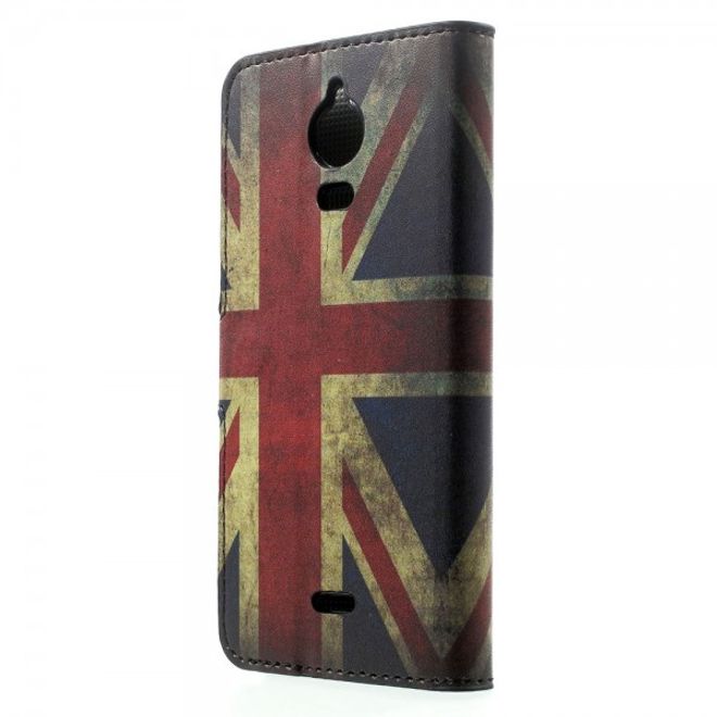 Wiko Wax Leder Case Hülle mit Union Jack Flagge retro-style