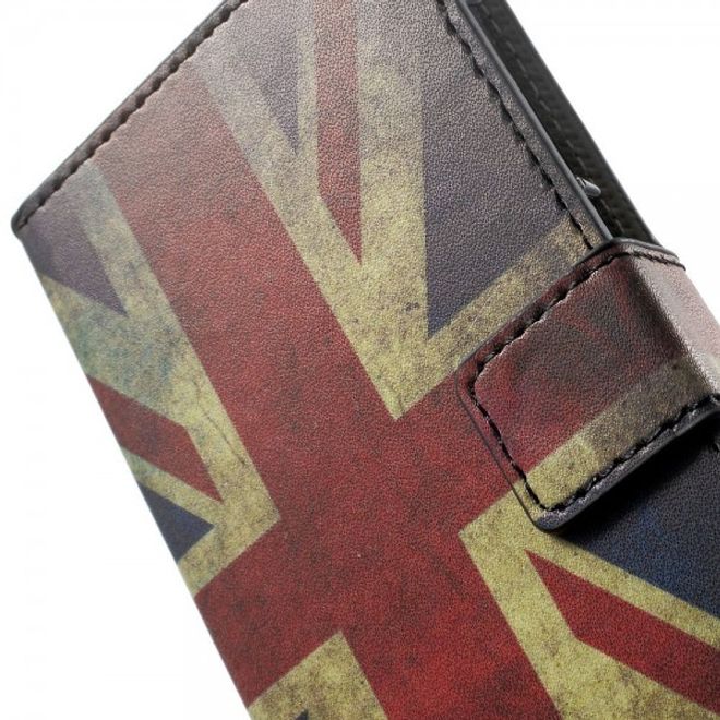 Wiko Wax Leder Case Hülle mit Union Jack Flagge retro-style