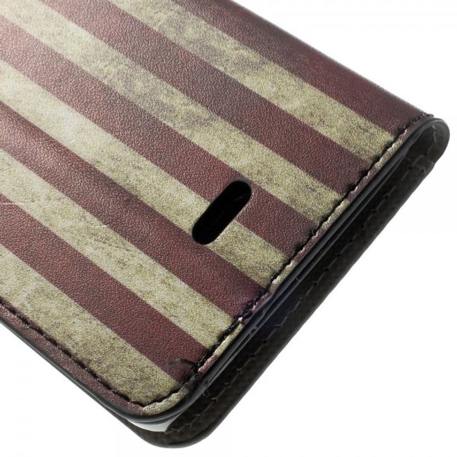 Wiko Wax Leder Case Hülle mit USA Flagge retro-style