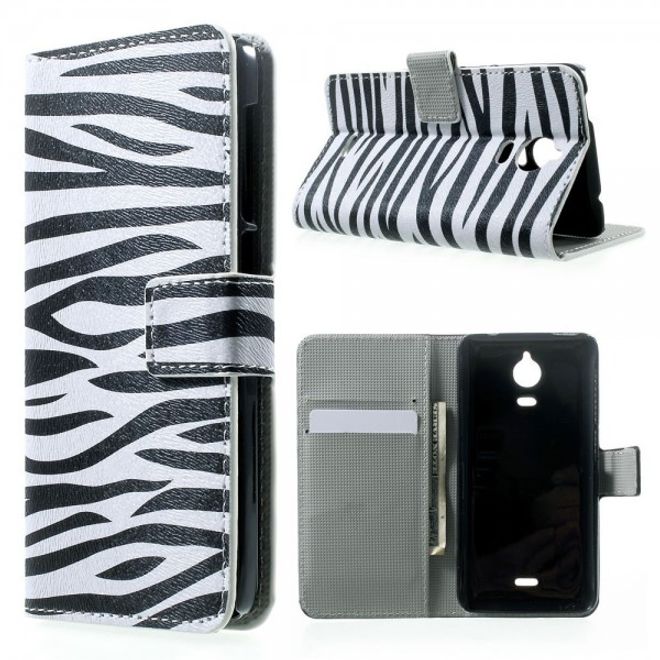 Wiko Wax Leder Case Hülle mit Zebrastreifen