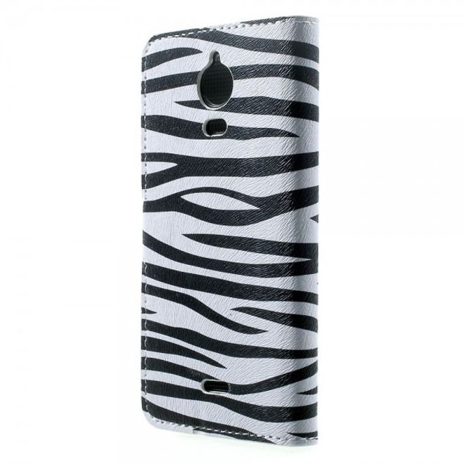 Wiko Wax Leder Case Hülle mit Zebrastreifen