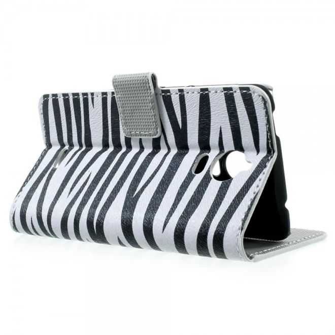 Wiko Wax Leder Case Hülle mit Zebrastreifen