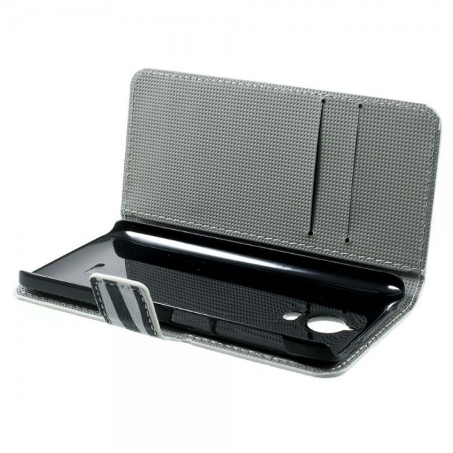 Wiko Wax Leder Case Hülle mit Zebrastreifen