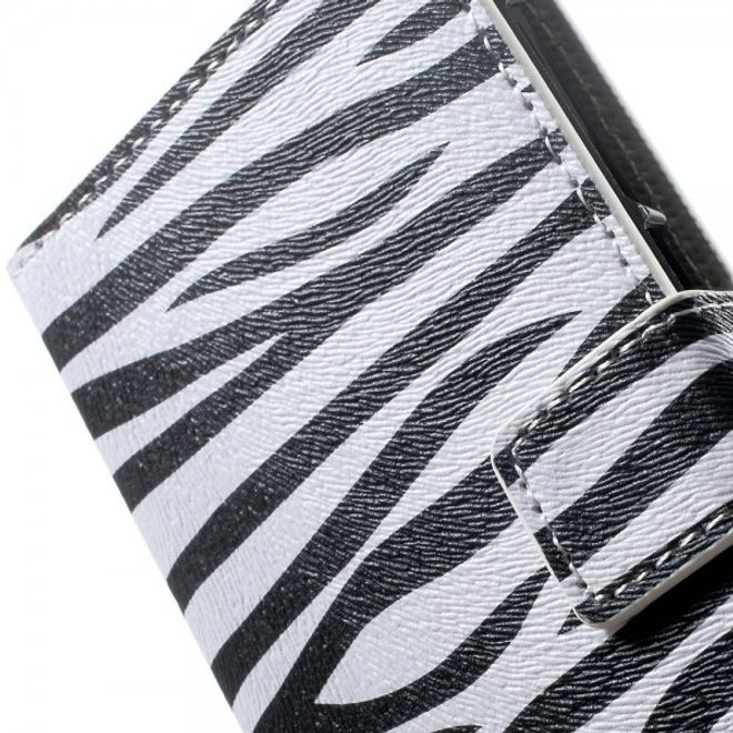 Wiko Wax Leder Case Hülle mit Zebrastreifen